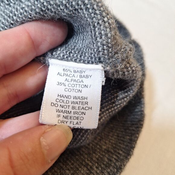 Joseph Abboud Grey Diamond Knit Alpaca Wool Quarter Zip Sweater Academia Size M - Picture 4 of 10